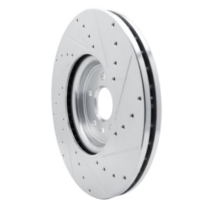 Jaguar XF Brake Rotor (1) - Front Left - R1 Concepts - Drilled & Slotted - Silver - `16-`24